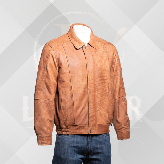 Men's Buff Tan Genuine Nubuck Leather Jacket