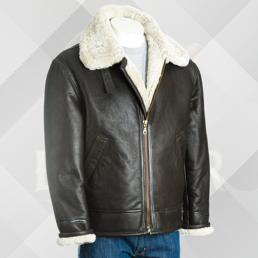 Men's Brown & Cream B3 Sheepskin Aviator Jacket