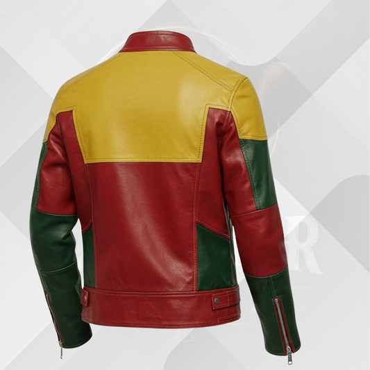 Men's Retro Multicolor Cafe Racer Leather Jacket – Genuine Sheep Leather
