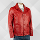 Men’s Red Genuine Leather Jacket – Classic Reefer Style Button Jacket