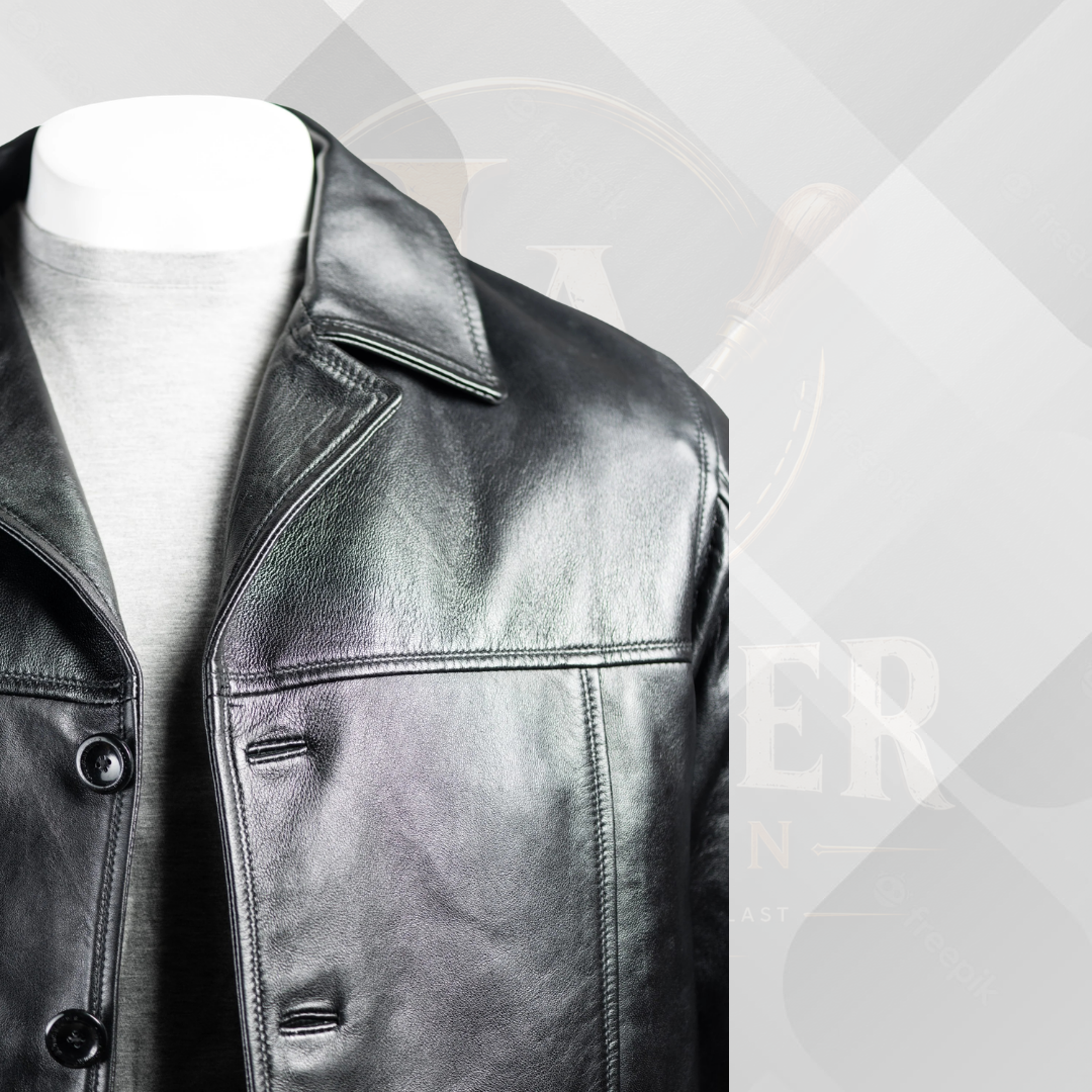Men’s Black Genuine Leather Reefer Jacket – Handmade Classic Fit