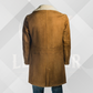 Men's Cognac 3/4 Length Shearling Leather Winter Coat
