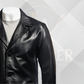 Men's Black Single Breasted Leather Trench Coat