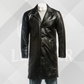 Men's Black Single Breasted Leather Trench Coat
