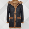 Men's Dark Brown & Ginger Shearling Sheepskin Duffle Coat