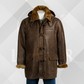 Men's Antique Camel Shearling Duffle Coat with Hood