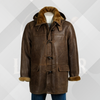Men's Antique Camel Shearling Duffle Coat with Hood