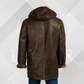 Men's Antique Camel Shearling Duffle Coat with Hood