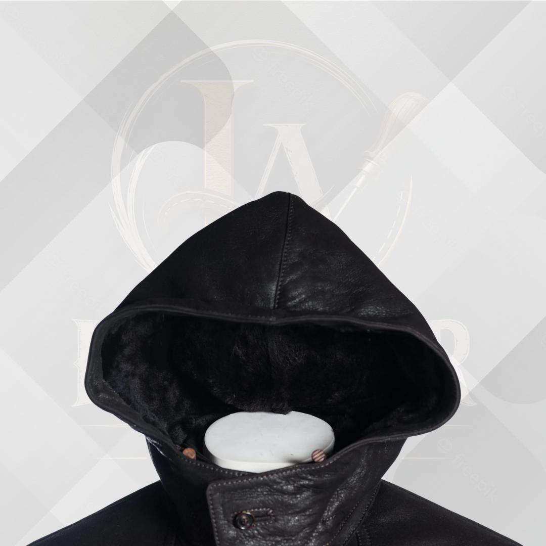 Men's Black Shearling Sheepskin Duffle Coat – Handmade