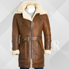 Men's Handmade Tan Sheepskin Leather Trench Coat