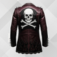 Men's Studded Skull Leather Biker Jacket – Handmade Burgundy & Black Punk Motorcycle Jacket