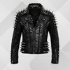 Men's Punk Spiked Leather Jacket – Real Cowhide Motorcycle Biker Coat