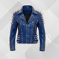 Men's Punk Spiked Leather Jacket – Real Cowhide Motorcycle Biker Coat