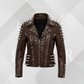 Men's Punk Spiked Leather Jacket – Real Cowhide Motorcycle Biker Coat