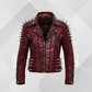 Men's Punk Spiked Leather Jacket – Real Cowhide Motorcycle Biker Coat