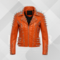 Men's Punk Spiked Leather Jacket – Real Cowhide Motorcycle Biker Coat