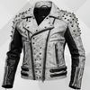 Handmade White Gothic Leather Jacket for Men – Spiked Motorcycle Punk Outerwear