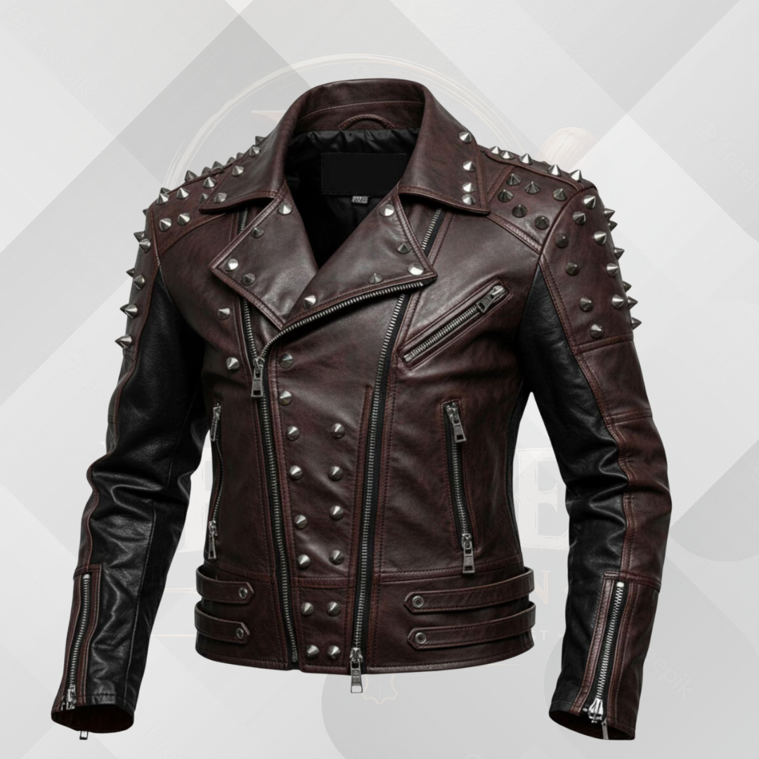 Handmade White Gothic Leather Jacket for Men – Spiked Motorcycle Punk Outerwear