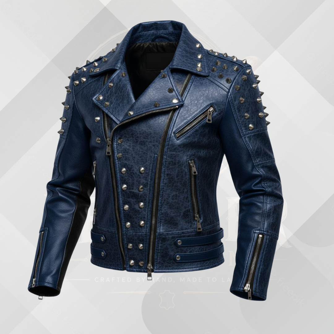 Handmade White Gothic Leather Jacket for Men – Spiked Motorcycle Punk Outerwear