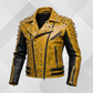 Handmade White Gothic Leather Jacket for Men – Spiked Motorcycle Punk Outerwear