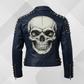 Men's Skull Studded Leather Jacket – White Handmade Cowhide Gothic Biker Jacket