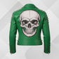 Men's Skull Studded Leather Jacket – White Handmade Cowhide Gothic Biker Jacket
