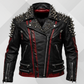 Men's Black Spiked Leather Biker Jacket – Handmade Cowhide Punk Rock Motorcycle Coat