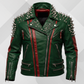 Men's Black Spiked Leather Biker Jacket – Handmade Cowhide Punk Rock Motorcycle Coat