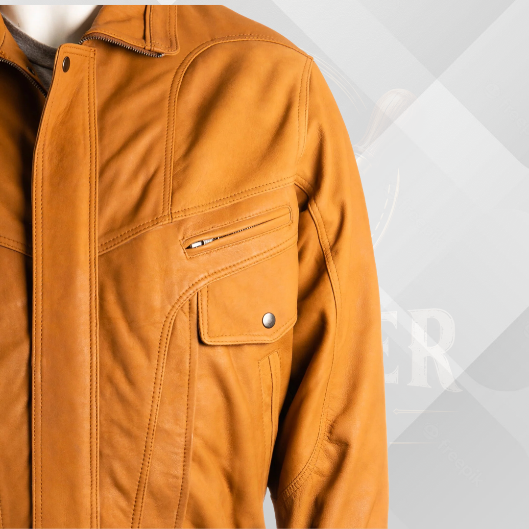 Men's Tan Genuine Nubuck Leather Jacket