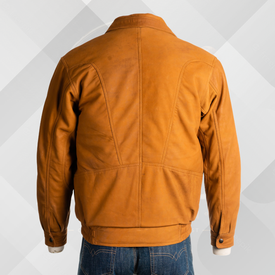 Men's Tan Genuine Nubuck Leather Jacket