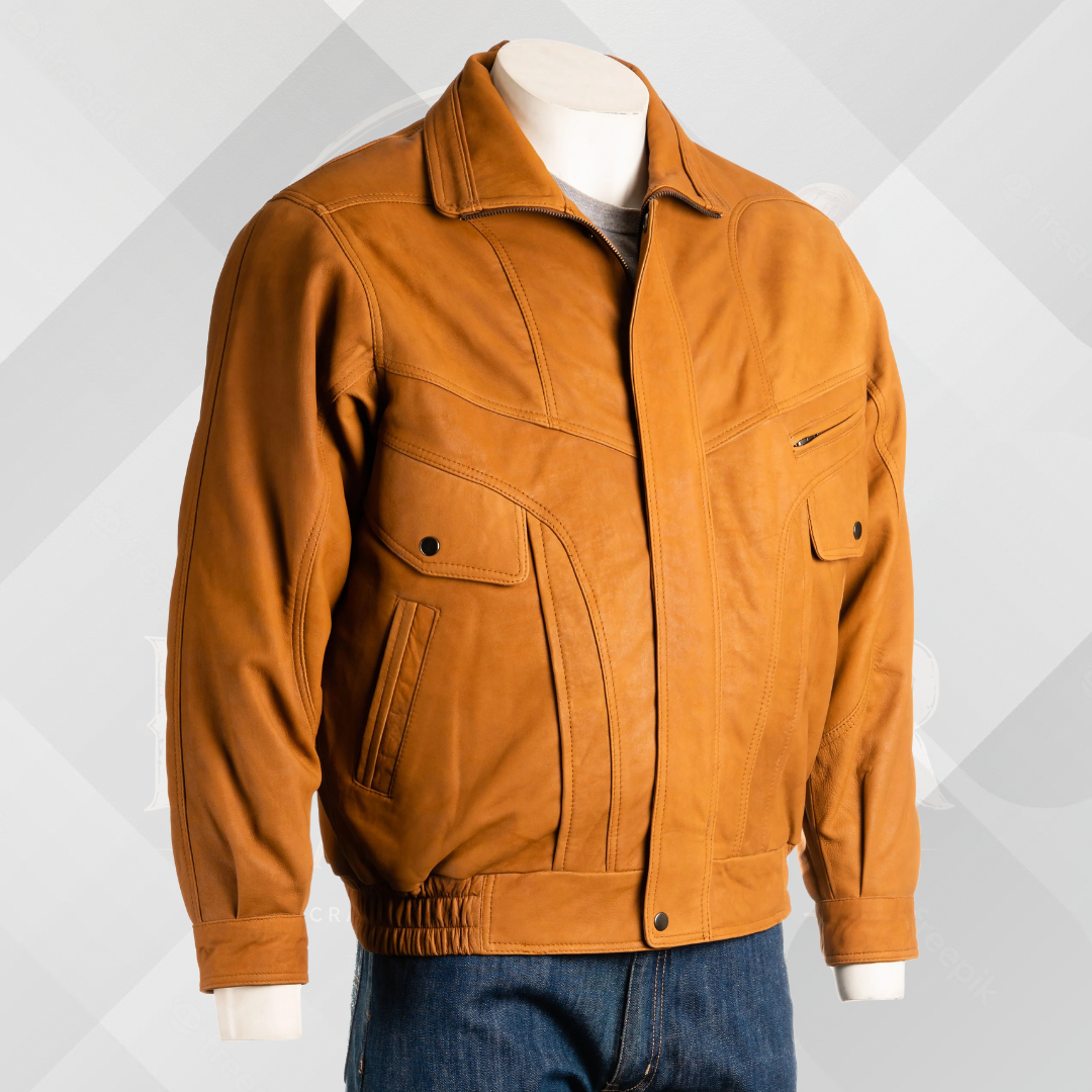 Men's Tan Genuine Nubuck Leather Jacket