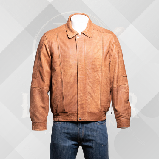 Men's Buff Tan Genuine Nubuck Leather Jacket