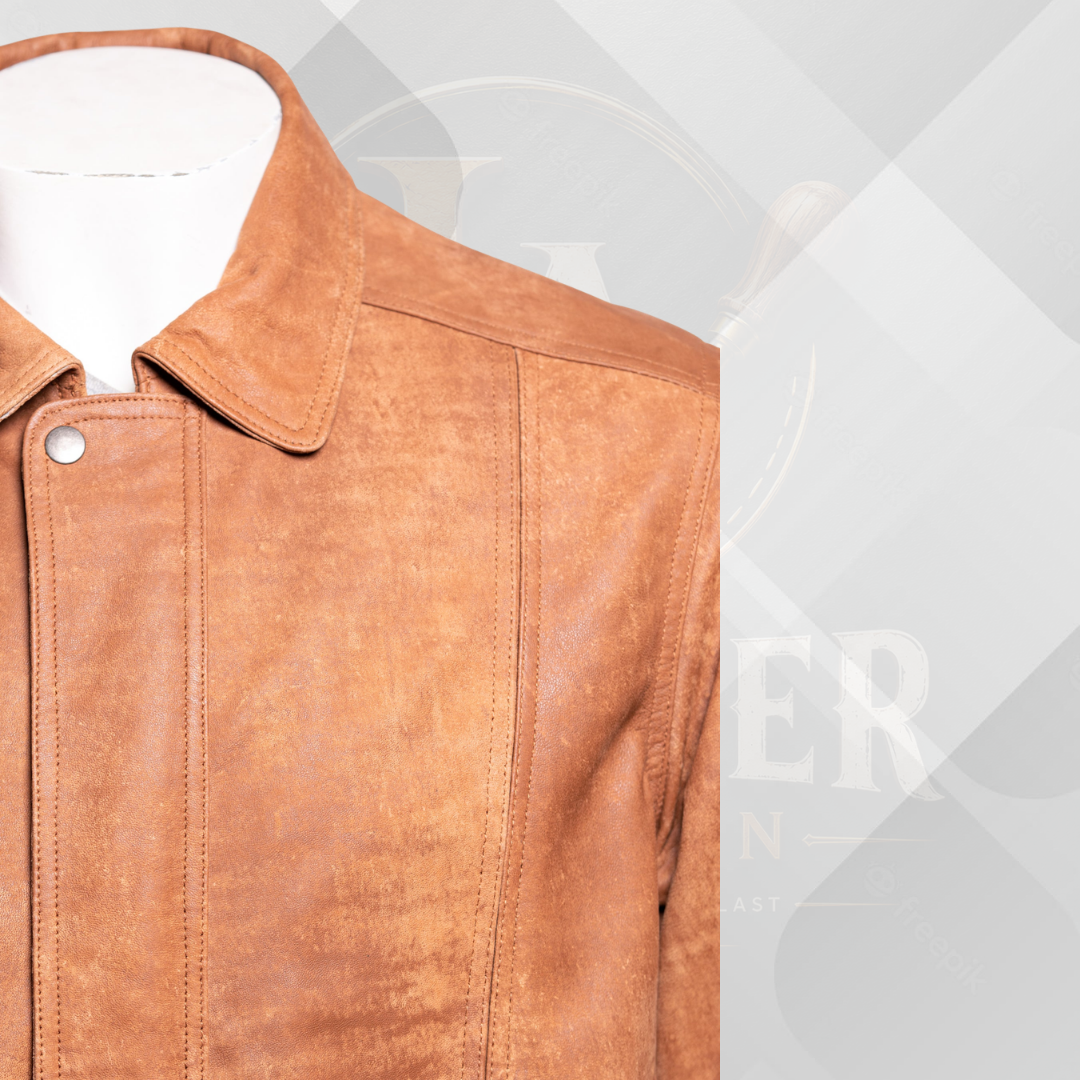 Men's Buff Tan Genuine Nubuck Leather Jacket