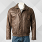 Men's Antique Brown Leather Blouson Jacket
