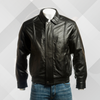 Men's Black Genuine Leather Jacket – Simple Blouson Style with Elastic Waist