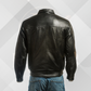 Men's Black Genuine Leather Jacket – Simple Blouson Style with Elastic Waist