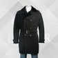 Men's Black Sheepskin Double Breasted Suede Coat