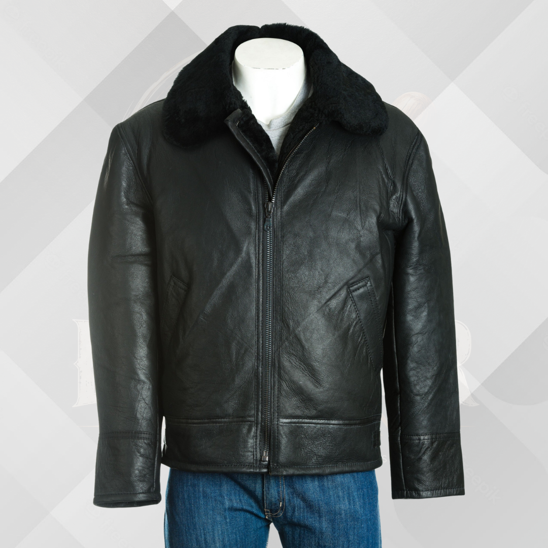 Men's Black B3 Leather Aviator Jacket