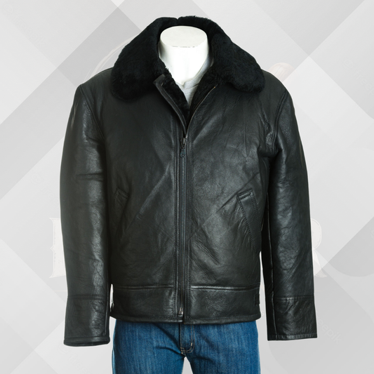 Men's Black B3 Leather Aviator Jacket