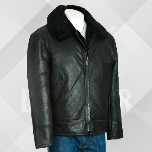 Men's Black B3 Leather Aviator Jacket
