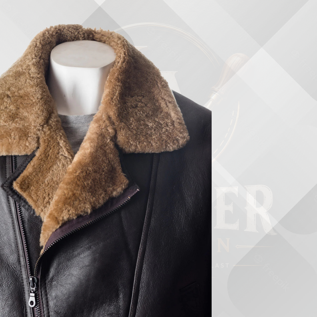 Men's Brown & Ginger Sheepskin Aviator Jacket
