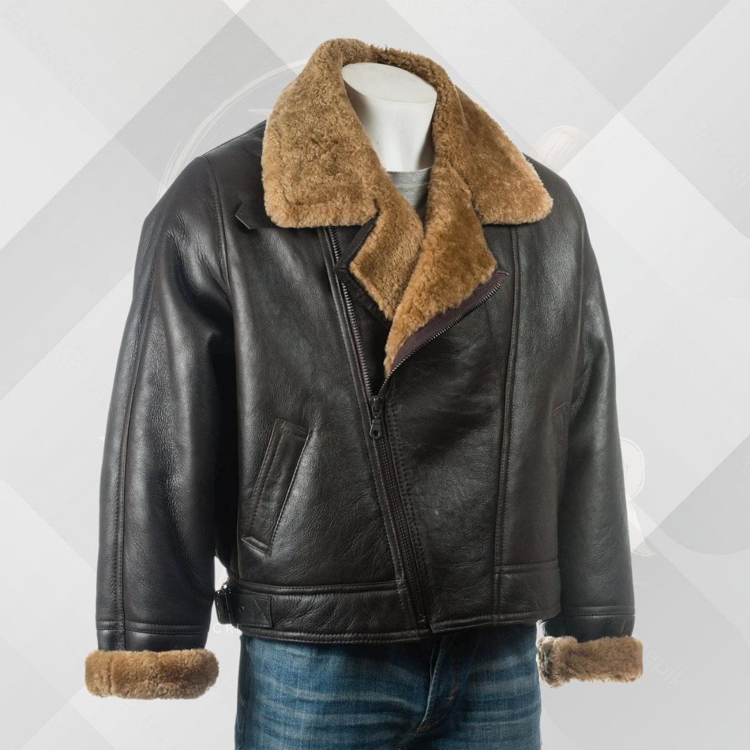 Men's Brown & Ginger Sheepskin Aviator Jacket