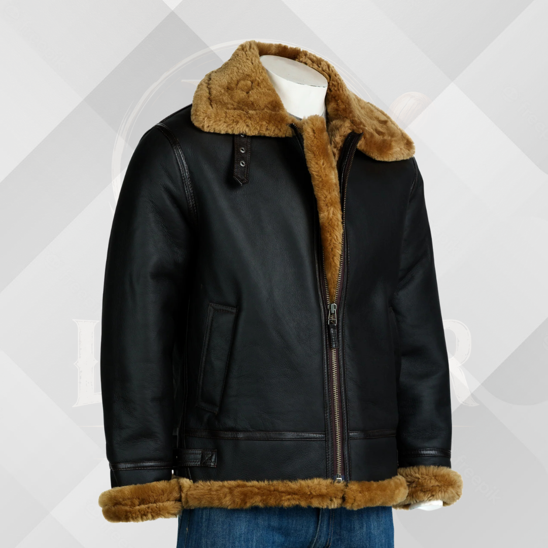Men's Black Shearling B3 Flight Jacket