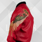 Men's Red Embroidered Leather Bomber Jacket
