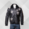 Men's Black Top Gun Style Leather Bomber Jacket