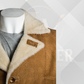 Men's Cognac 3/4 Length Shearling Leather Winter Coat
