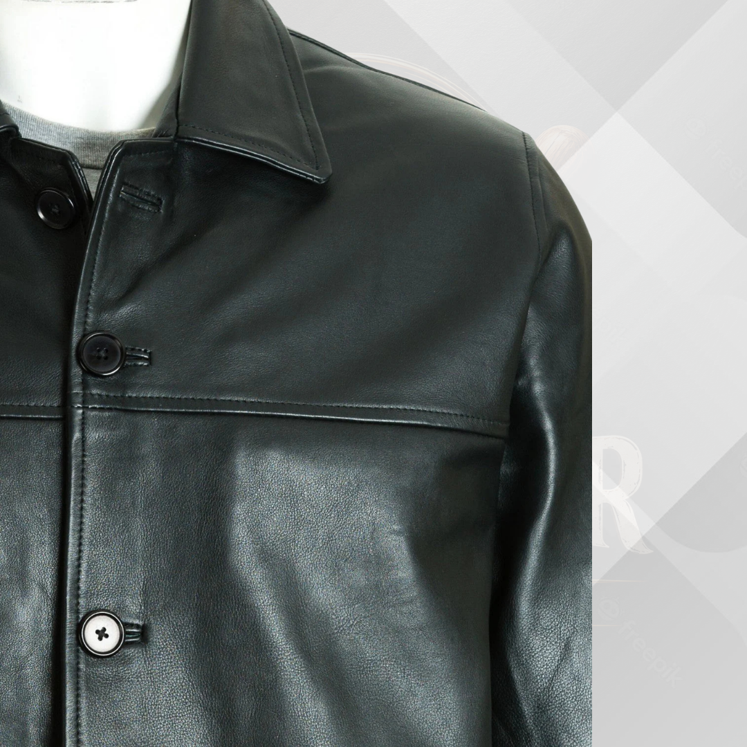 Men's Black Vintage Box Style Leather Jacket