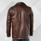 Men’s Reddish Brown Genuine Leather Jacket – Classic Reefer Style