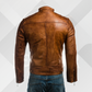 Men's Cognac Antique Racing Leather Jacket – Vintage Biker Style