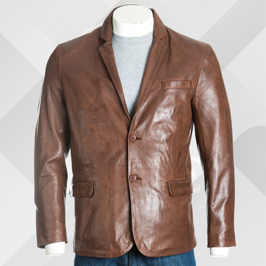 Men's Brown Sheep Nappa Leather Blazer